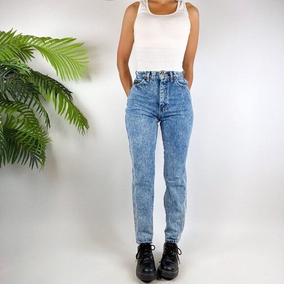 Vintage 80s 90s Indie Grunge High Waisted Acid Wash Denim Mom Jeans / Size: 5 - Picture 3 of 4